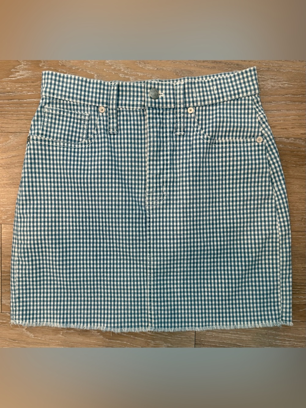 Madewell Blue and White Gingham Mini Skirt Size 25